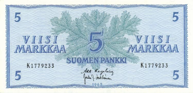 5 Markkaa 1963 Y6755688 kl.8